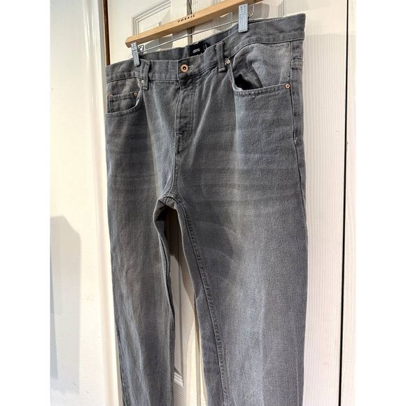 ASOS Rigid Gray Vintage Wash Slim Slouch Boyfriend Jeans Button Fly 36W 34L - Picture 6 of 12